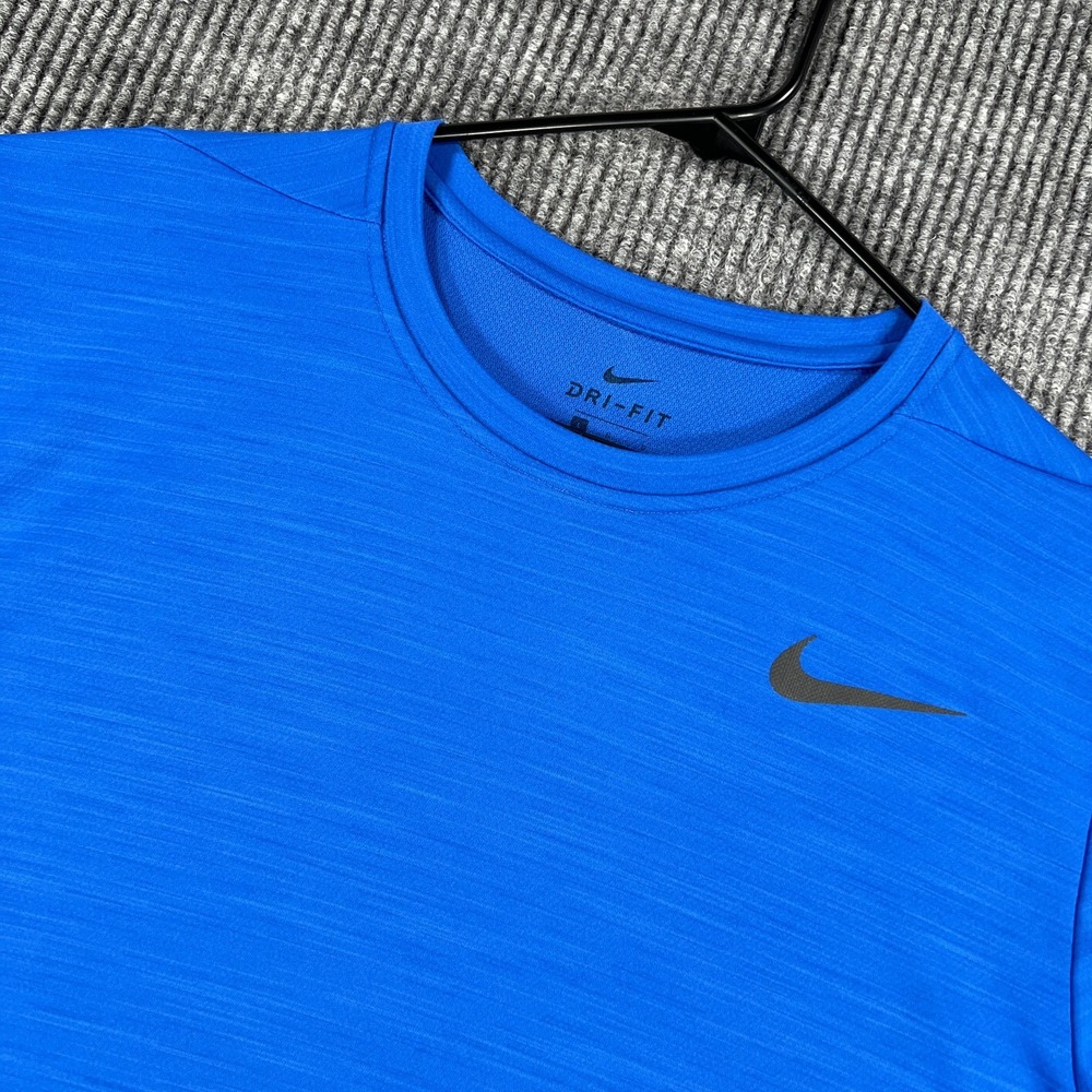 Nike Shirt Mens Large Blue Short Sleeve Crew Dri Fit Workout Active Running Gym